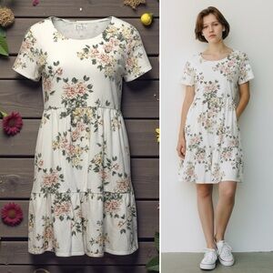 Floral Tiered T-Shirt Dress – Size Large